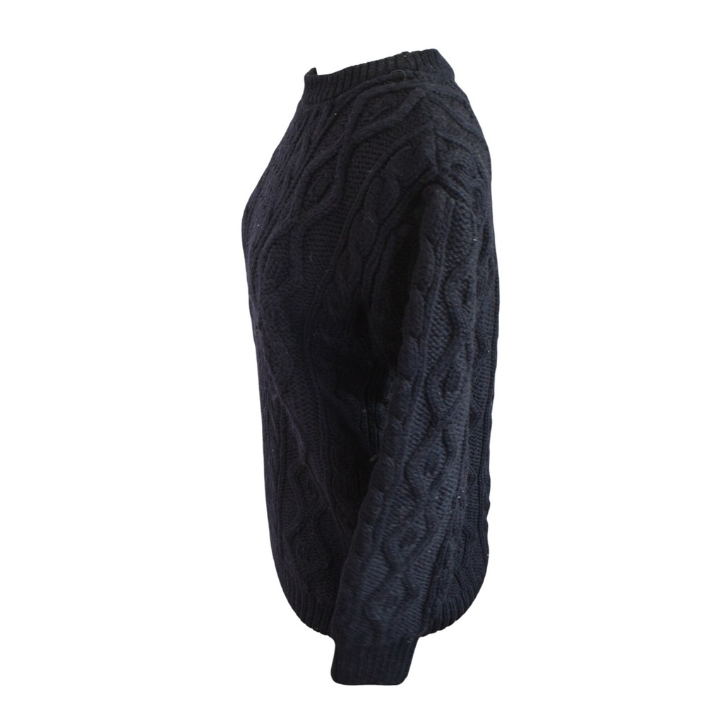 Blarney Aran Originals Sweater Small Navy Blue Cable Knit Merino Wool Mens Irish - Picture 2 of 5